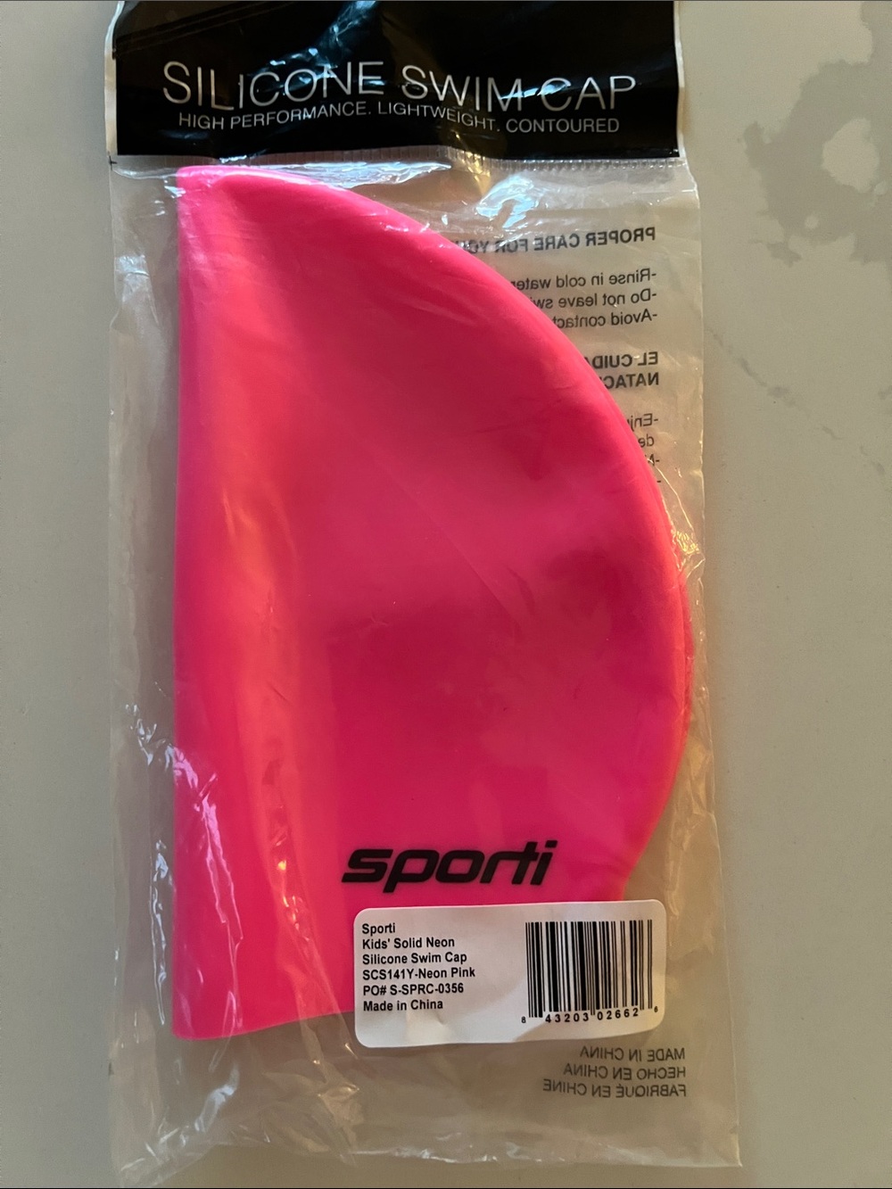 Sporti Neon Pink Silicone Swim Cap